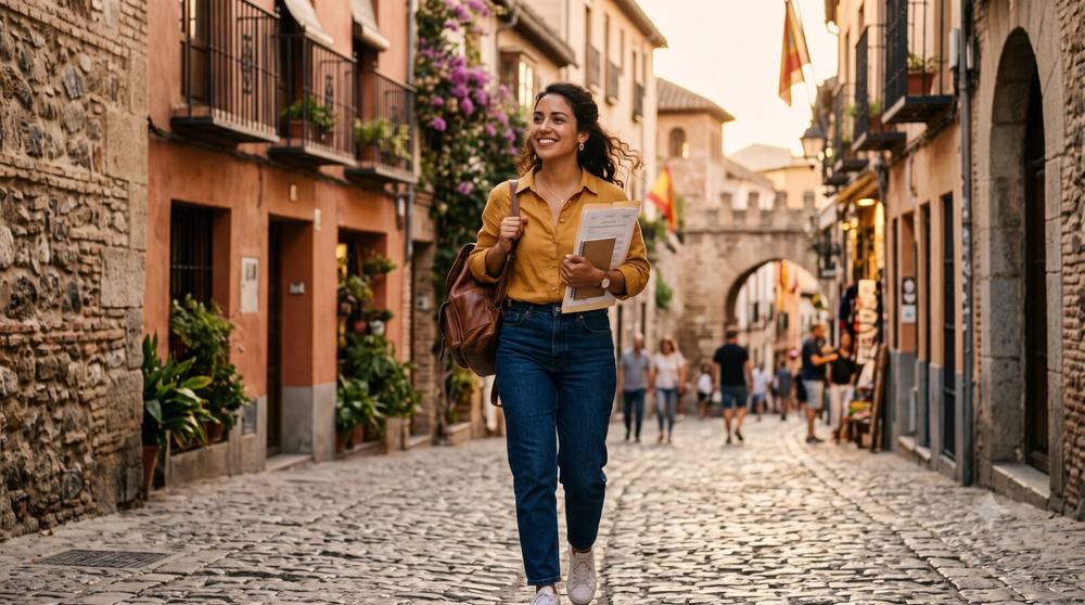 Calle de una ciudad española, el comienzo de una nueva etapa para un migrante venezolano